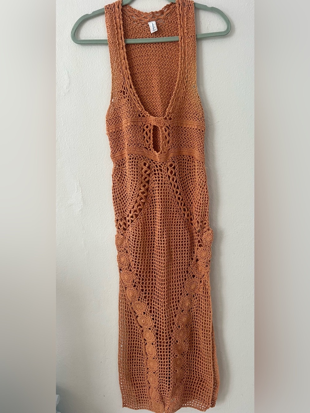 Handcrafted Crochet Swim Cover-Up Dress in Rust